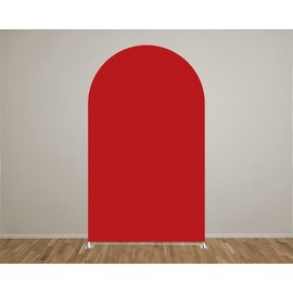 KONPON Red Round Top Arch Stretchy Fabric Covers for Birthday Party Decoration 7ft Racing Theme Arched Stand Cover Baby Shower Favors Props(Only Cover)