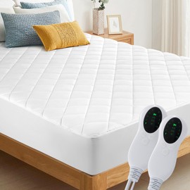 Heated Mattress Pad California King Size, Dual Controller Electric Mattress Pad Luxury Bed Warmer 10 Heat Settings | Auto Off 2-4-8 Hours | Fit Up to 18" Deep Pocket | Machine Washable