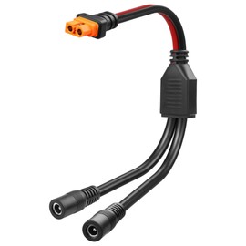 CERRXIAN 12AWG XT60I to DC Y Splitter Power Cable XT-60I Female to Dual DC5521 Female for Portable Solar Panel, Drone 1FT