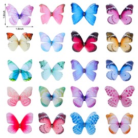 160 Mariposas de Doble Capa para Manualidades Adornos de Mariposa Mixta de Organza Realista Colorida Decoraciones de Mariposas de Tela 3D para Bricolaje Boda Ropa, 20 Estilos