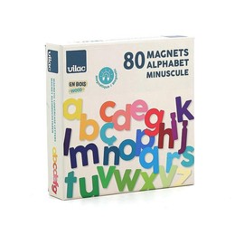VILAC - Alphabet-Magnete, Kleinbuchstaben, 80 Stück, Lernspiele, 80 Magnete, Kleinbuchstaben aus Holz, Spielzeug für Kinder ab 3 Jahren – 6706
