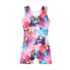 HOZIY - Maillot de gimnasia con pantalones cortos para niñas y niños pequeños, trajes de ciclismo con diseño de unicornio, leopardo, galaxia, Flor púrpura dorada, 3 Años/4 Años