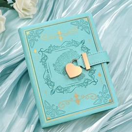 New Stylish Locked Notebook with B6 Metal Heart Lock, Vintage Journal With Thicker Pages,144 Sheets/288 Pages, 5.3 Inch Cover, Perfect Gifts.:_Sky Blue