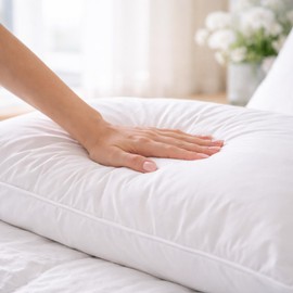 Continental Bedding Harmony White Down Pillow and Cotton Protector Bundle 550 Fill Power Made in USA King Medium