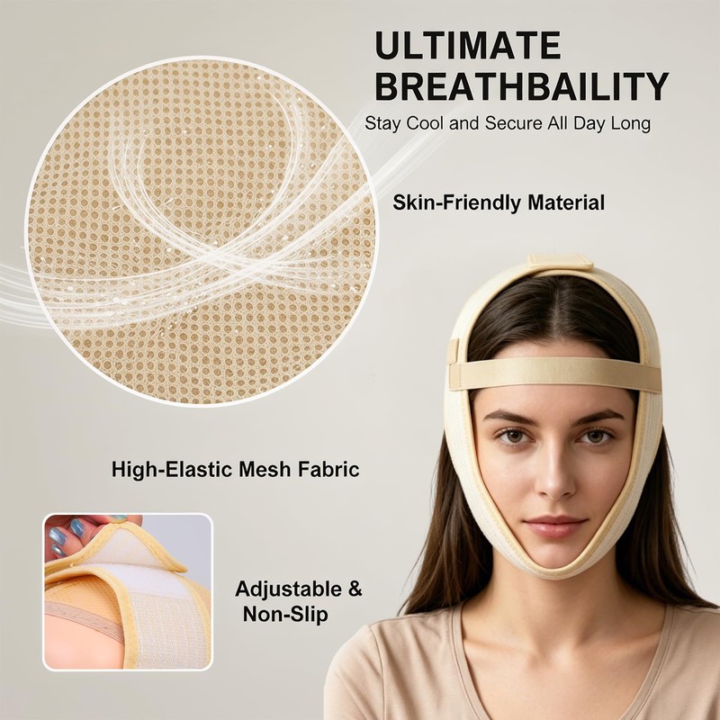 Post Surgery Facial Compression Strap, Adjustable Chin Neck Wrap for