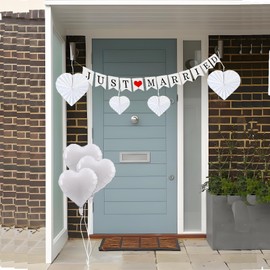 Pack of 8 Wedding Decoration Wedding Registry Office Engagement Decoration White Heart Hanging Paper for Wedding Decoration Birthday Party Birthday Decoration Table Wedding Decoration Wedding
