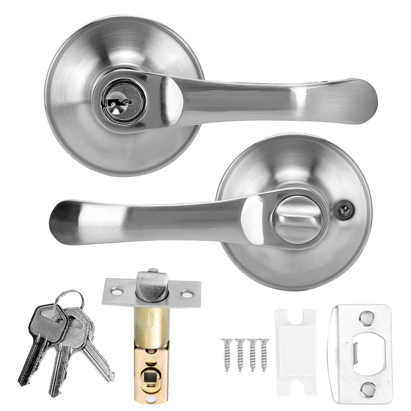Zinc Alloy Entrance Bedroom Privacy 3 Lever Door Handle Lock