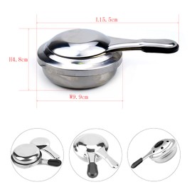 Basetousual Stainless Steel Alcohol Burner, Pack of 2 Mini Fondue Pot Burner, Fondue Burner, Pot Burner, Fondue Alcohol Burner, for Outdoor Camping Picnic Cooking (15.5 x 9.9 x 4.8 cm)