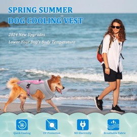 TVMALL Breathable Dog Cooling Vest Harness Summer Mesh Walking Dog Cooler Jacket with D-Ring Evaporative Swamp Cool Coat Safety Reflective Vest for Small Medium Large Dogs, Pink