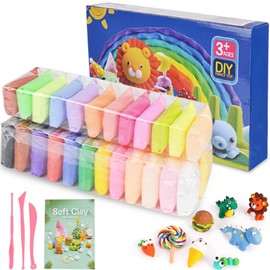 Moseem Air Dry Clay Kits, 36 Coloured Modelling Clay for Kids with 3 Tools & Project Booklet,Safe and Non-Toxic,Ultra Light Clay,Creative Art DIY Kids Art Crafts for Boys & Girls