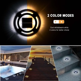 nibuuecer Solar Deck Lights Outdoor Waterproof,Solar Garden Ground Lights Landscape Lighting for Outside Patio Yard Lawn Driveway Deck Stair Step Pathway Ground(Warm White) 2Pack