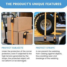 EXVITAL Edge Corner Protectors Small for Shipping and Moving, Flatbed Edge Protectors, Tie Down Strap Protectors for up to 1" Straps, Flatbed, Pallets & Moving 12 Pack Black