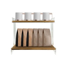 KARAPHON Coffee Bar Organizer,2 Tier Coffee Station, Home Storage Cups for Kitchen Countertop, Holds Cups, Coffee Beans, Placing Mugs