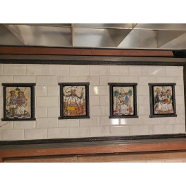 Handmade set of 4, full color hand made ceramic fat wimsical chef kitchen wall plaques