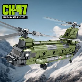 Reobrix CH-47 Helicopter Building Set 33031, Army Military Aircraft Model, Collectible Airplane Building Toy for Home Office Decor, Ideal Gift for Adults and Military Fans