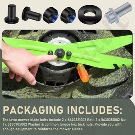 Lawn Mower Blade Part Kit 5640321002 Bolt, 5630351002 Nut, 5650705002 Washer for EGO Power+ Parts 21" Lawn Mowers LM2130SP, LM2135SP, LM2150SP, LM2160SP, LM2156SP, LM2130, LM2133