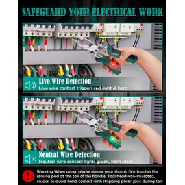 Faitio upgrade 8 in 1 Wire Strippers with Voltage Tester, Wire Stripping Tool, Cable Cutters with Plier, Crimper, Splitting, Wire Stripper Tool for 10-18 AWG for Electrician Work Green