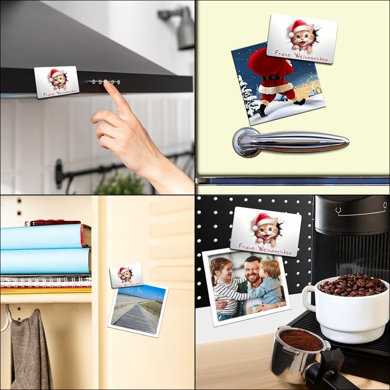 TRIOSK Christmas Magnets 3D Illusion Fridge Magnet Cat with Saying