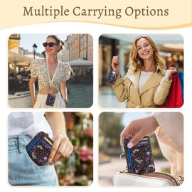 Kelvoris Goth Bat Spider Credit Card Holder Small Wallet Women, Gothic Slim RFID Blocking Wallet Woman Keychain with Zipper Coin Pocket, Front Pocket Thin Travel Card Case with ID Window Ladies Gifts