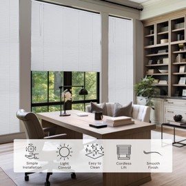 LOTUS & WINDOWARE Cordless 1" Aluminum Mini Blind 27" Wide x 60" Long, White, Room Darkening Metal Indoor Window Blinds for Home and Office