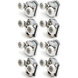 Replacement Shower Door Fixing Wheels in Chrome - 4X Top & 4X Bottom - Fits Glass 4-6mm (23mm,8PCS)