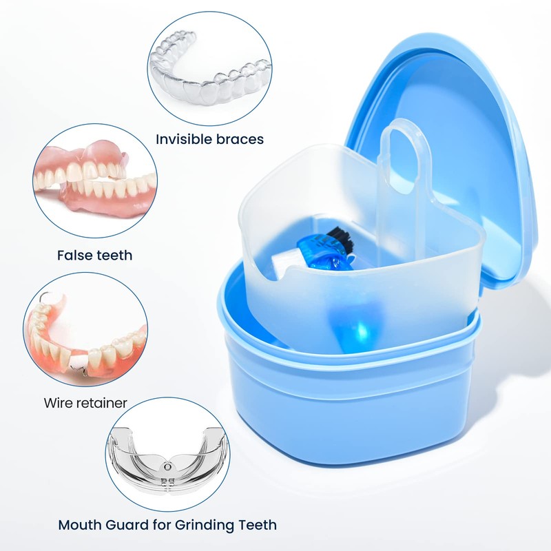 Y-Kelin Denture Bath Box And Denture Brush Denture&Retainer Set Cleaner