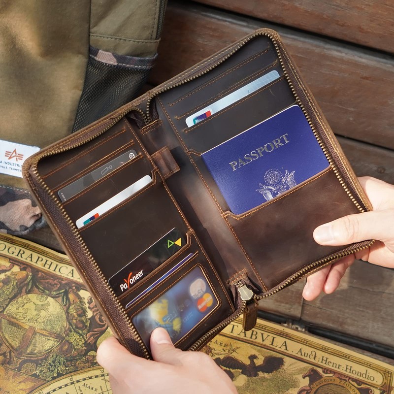 Polare Full Grain Leather Passport Holder Cover Case for Men