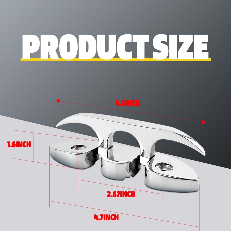 Pacify 2 Pack Folding Boat Cleats 316 Stainless Steel 4.5/5/6