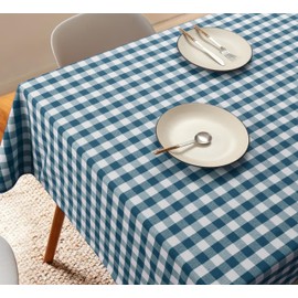 Softopia Cotton Gingham Buffalo Check 60"x84" Tablecloth 100% Cotton Washable Rustic Rectangle Table Cover Decorative for Gifts, Dining, BBQ, Buffet Parties & Camping - Teal