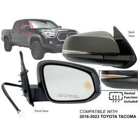 APA Replacement for Exterior Rear View Mirror 2016-2023 TACOMA Power Heated with Blind Spot Detection with Turn Signal Light Paint-to-Match Smooth Cap Passenger Right Side 8791004240 TO1321350