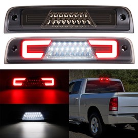 Mynoway LED 3rd Brake Light Compatible with Ram 1500 2500 3500 2010-2018/Ram 4500 5500 2011-2018, Red High Mount Stop Light White Cargo High Mount Lamp (Upgrad Smoked,Red+White)