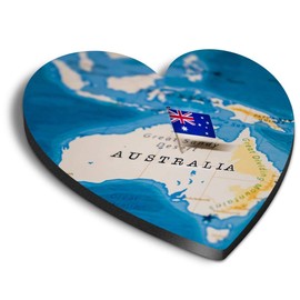 1 x Heart MDF Magnets - Australia World Map Flag 44172