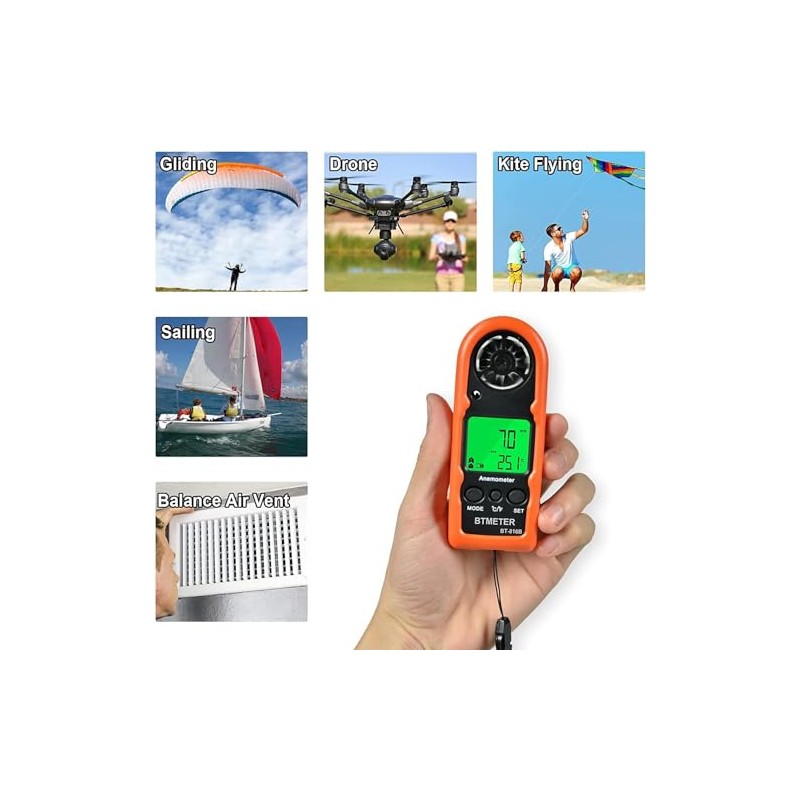 Anemometer Handheld Wind Speed Meter, BT-816B Mini Digital Air Flow