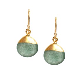 Gempires Teardrop Dangle Earrings, Green Strawberry Quartz Gemstone Earring, Dangling Drop, 14k Gold Electroplated Pear Earrings for Women with Gold Plated Hooks, Gift for Her