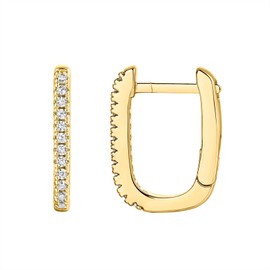 PAVOI 14K Gold Plated 925 Sterling Silver Cubic Zirconia U-Shaped Huggie Earrings in Yellow Gold