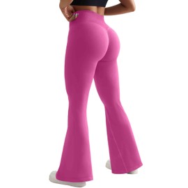 OMKAGI Butt Lifting Flare Leggings for Women Tummy Control Wide Leg Flared Yoga Pants(M,5-Dragon Fruit)