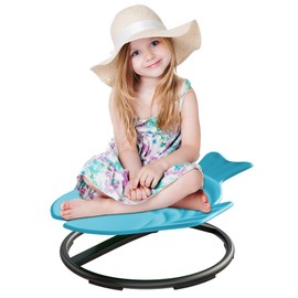 Pterying Spinning Chair for Autistic Kids, Autism Sensory Spinning Chair, Sit and Spin Toddler Spinning Seat Training Body Coordination, Upgraded Light Blue Flying Fish Shape