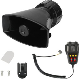 Tiardey 12V 100W Car Siren Horn,7 kinds Emergency Sound Amplifier for Car Train Van Truck Motorcycle Yacht Microphone System