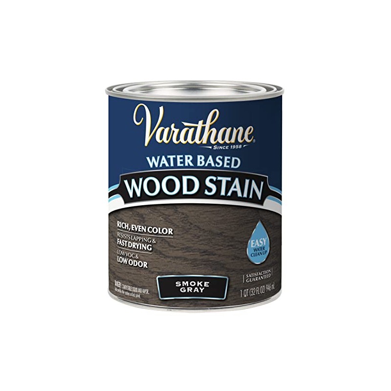 Varathane 381121 Water Based Wood Stain, Quart, Smoke Gray
