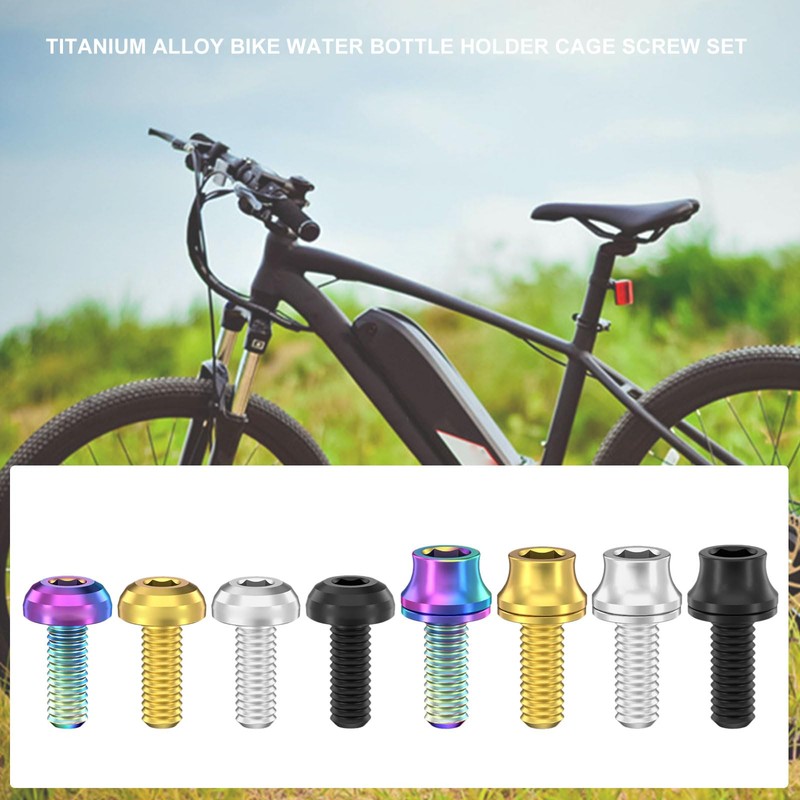 2 Pcs Bicycle Water Bottle Cage Bolts M5x12mm Titanium Alloy