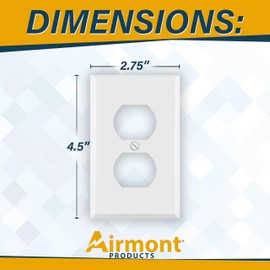 (25 Pack) One Gang Duplex Receptacle Cover Plates, Electrical Outlet Cover, White Painted Metal, 4.50" x 2.76" 1-Gang Standard Size, Made of Unbreakable Metal, Corrosive Resistant, For Duplex Outlet