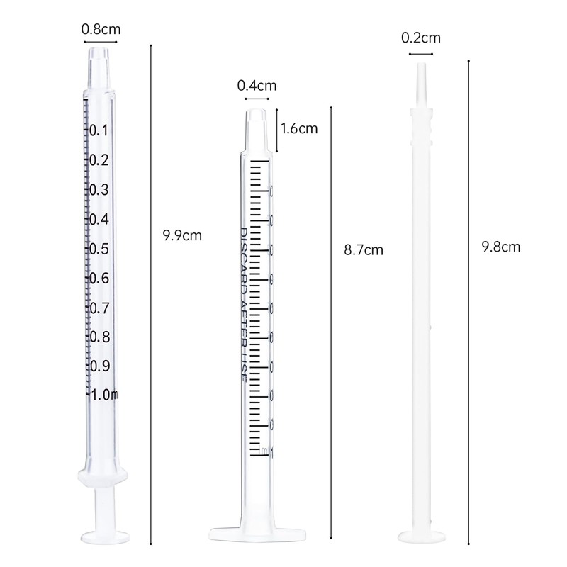 Gufastoe 50pcs 1ml Plastic Syringes with Caps Without Rubber Stopper