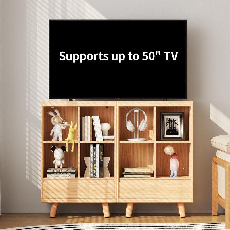 YOSHOOT 4 Cube Bookshelf with 1 Drawer - 21.7" Wood