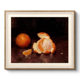 VIYYIEA Framed Canvas Wall Art, Vintage Wall Art for Living Room, Fruits Oil Painting Picture Summer Home Decor Bathroom Wall Decor Momthers Day Gifts -【Oranges】-(10x12)