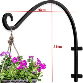 Wuuooei Wall Hook Hanging Basket 31 x 16 cm 2 Pieces Lanterns Wall Mount Black Wall Mount Plants Wall Hooks for Hanging Basket Planter Bird House Lantern Wind Chimes Wall Sconces