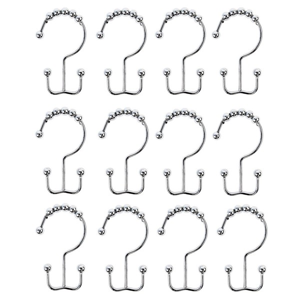 C-POSH Shower Curtain Hooks Double Hooks with Smooth Ball Shower