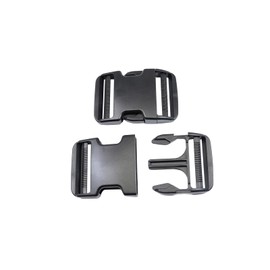 BOSWOAK Side Release Buckles,Heavy Duty Dual Adjustable Plastic Buckle Snaps Clips Backpack Belt Buckle Replacement, Black, 2inch-2Sets