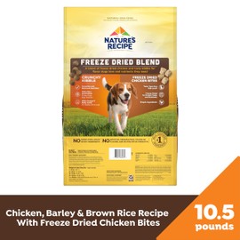 Nature's Recipe Chicken, Barley & Brown Rice Recipe Dry Dog Food with Freeze Dried Chicken Bites 10.5 lb Bag