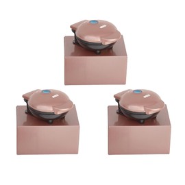 Dash Set of 3 Mini Pizzelle Makers for Individual Waffles Hash Browns, Keto Chaffles with Easy to Clean, Non-Stick Surfaces (Metallic Rose Gold)