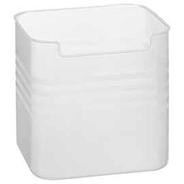 Clear Plastic Storage Container, Square Bin with Ribbed Design, White